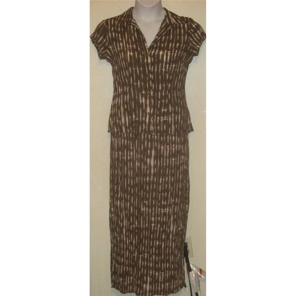 New York & Co misses sz M brown drawstring rayon comfy skirt & top S lot set x2